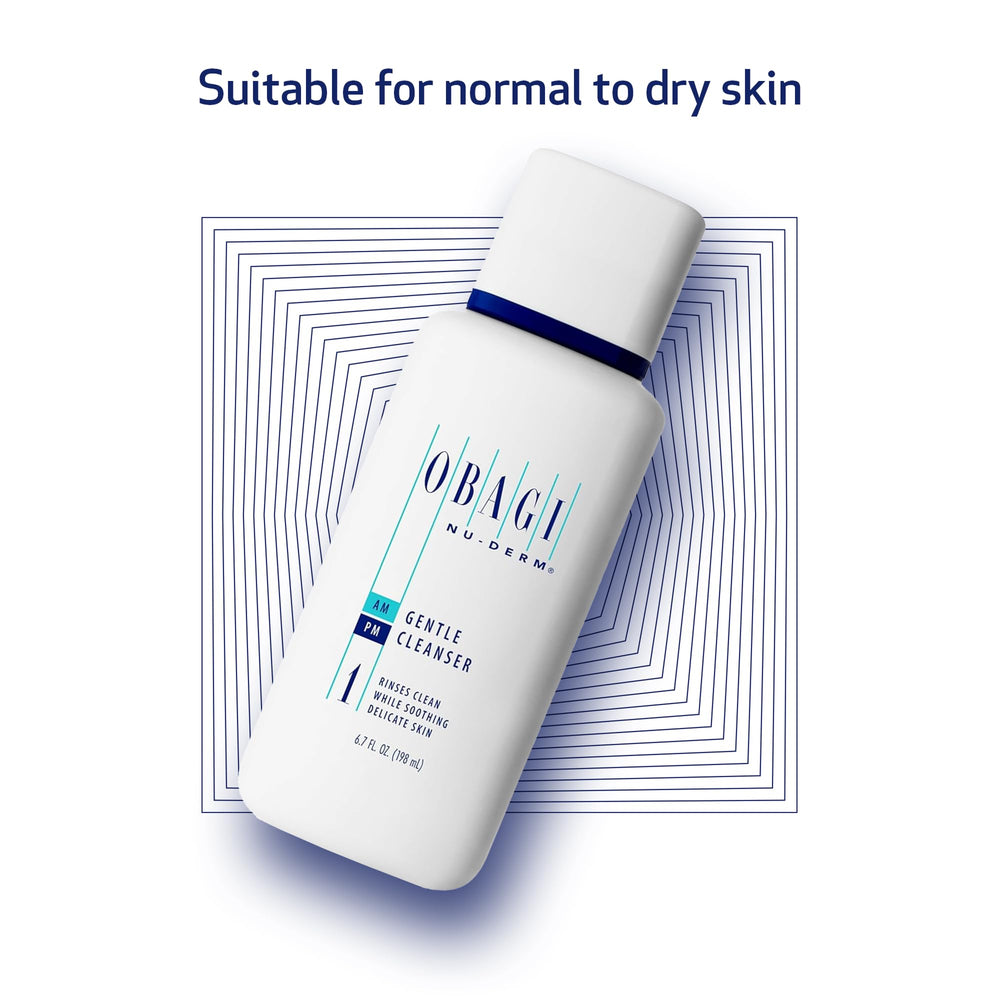 Obagi Nu-Derm Gentle Cleanser water rinse showing clean, refreshed skin.