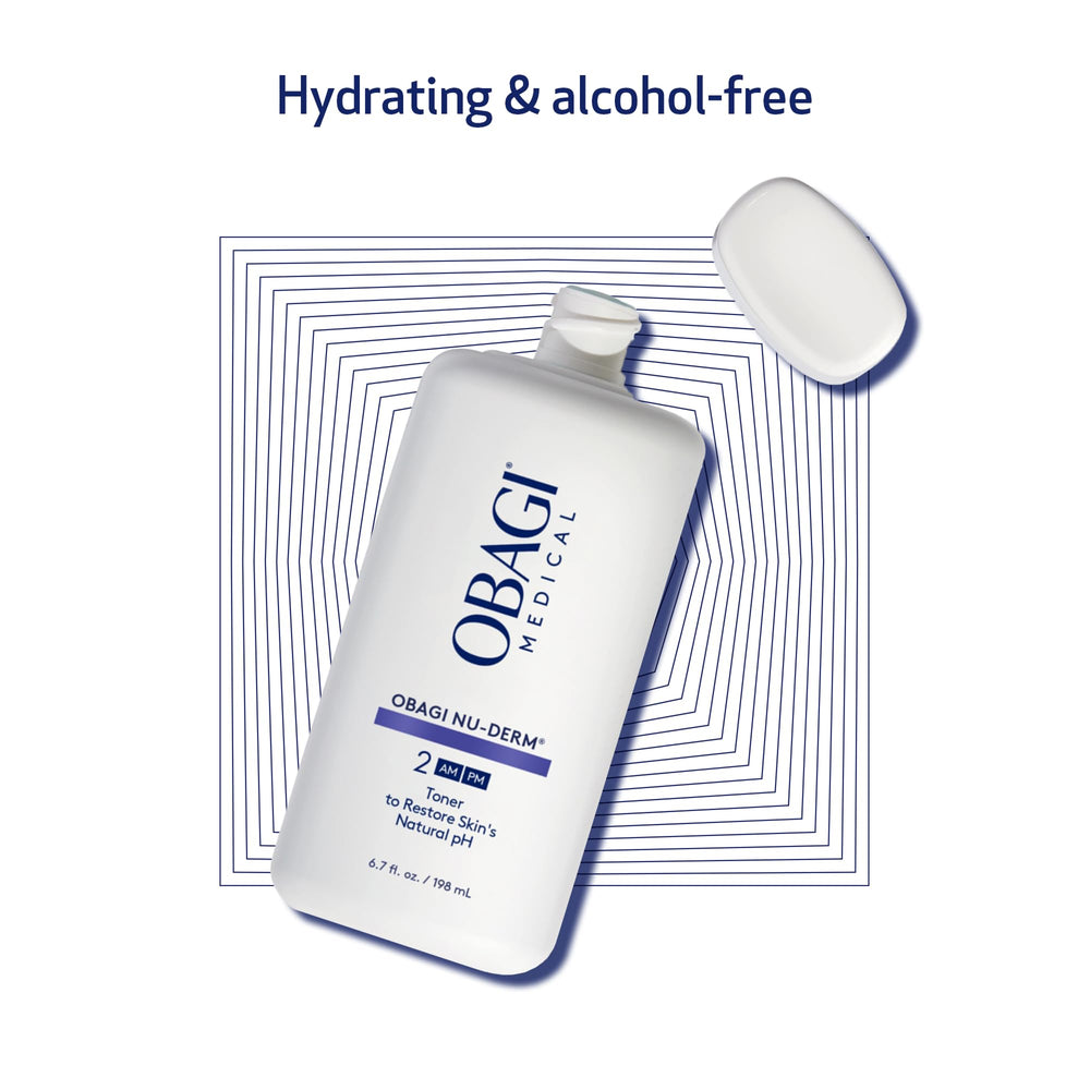 Obagi Nu-Derm Toner label indicates dermatologist tested compatibility.