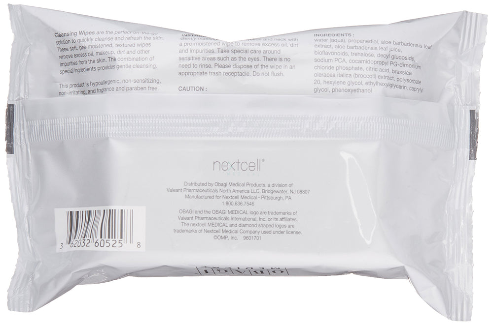 Obagi On the Go Cleansing Wipes textured surface for effective oil and makeup removal