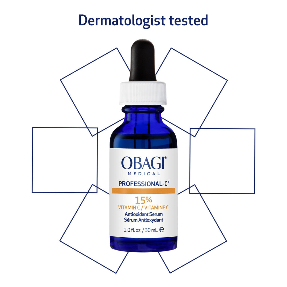 Obagi Medical Professional-C 15% Serum with sunscreen suggests morning routine pairing.