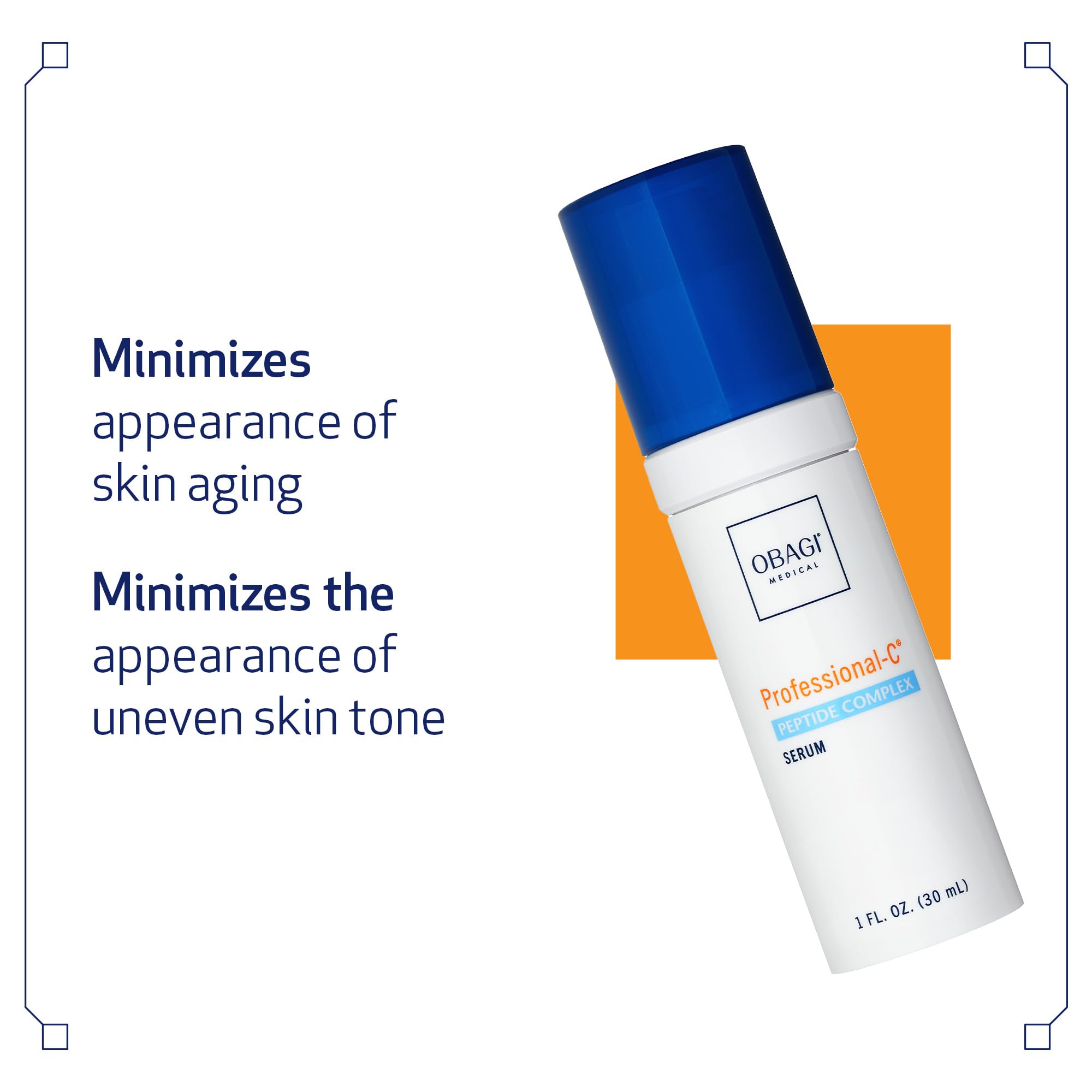Obagi Professional-C Peptide Complex Serum close-up suggests improved skin tone.