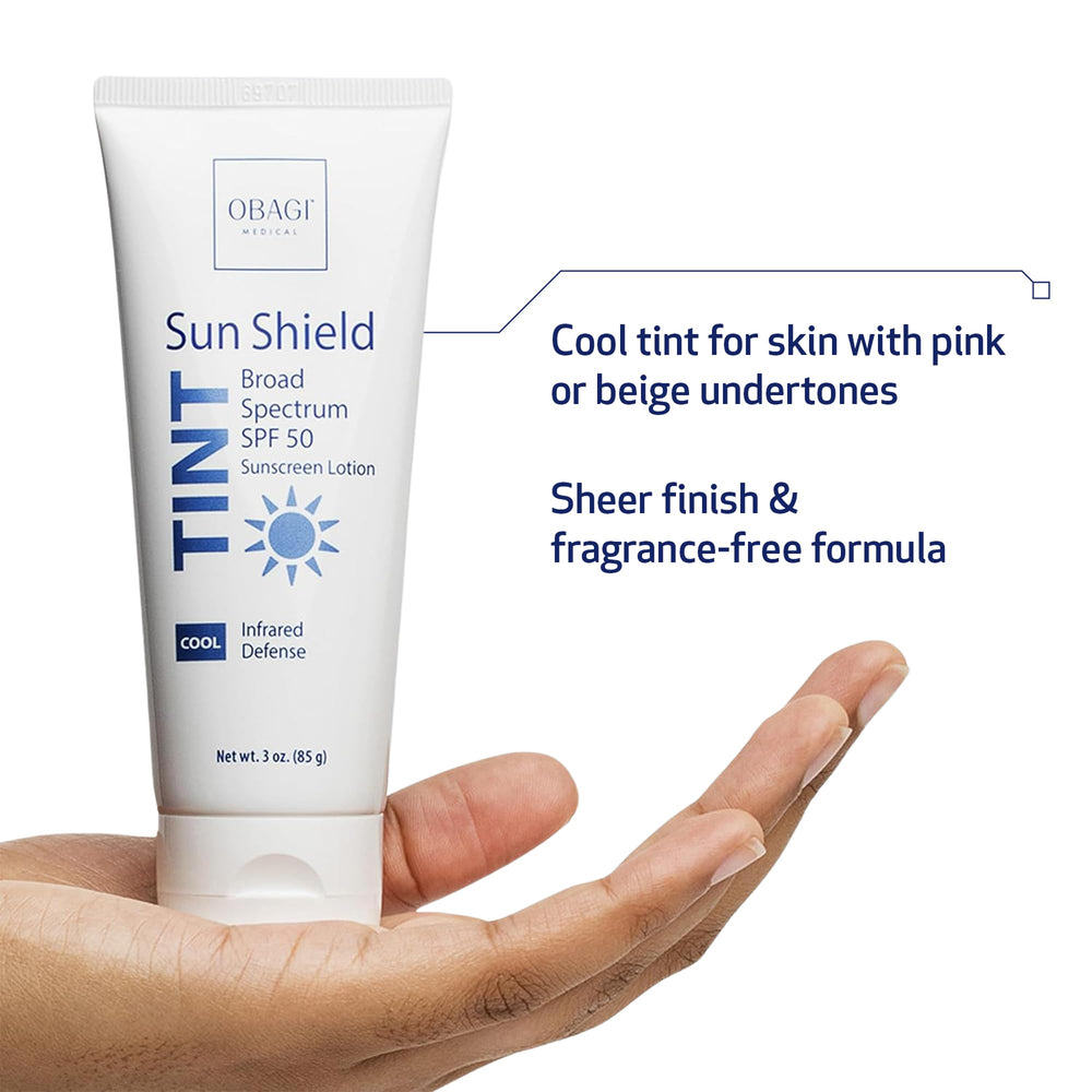 Obagi Sun Shield tinted sunscreen pump for easy, mess-free application.