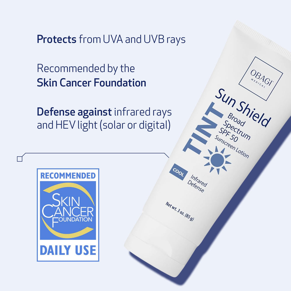 Obagi Sun Shield tint swatch showing sheer coverage for pink or beige undertones.