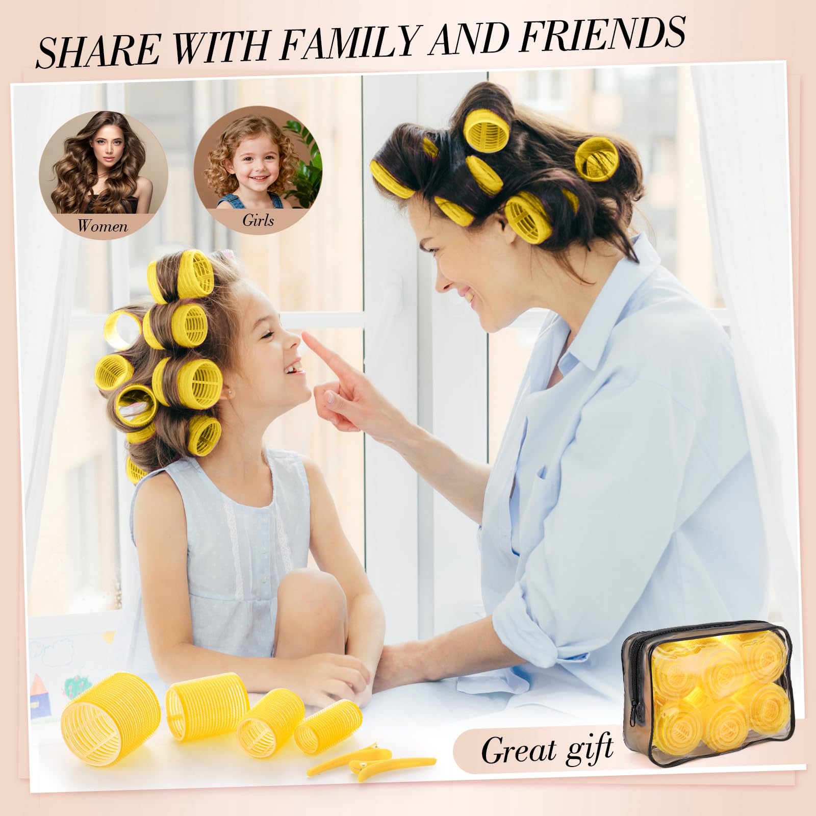 Obeoby hair clip set secures rollers for easy, hands-free styling.