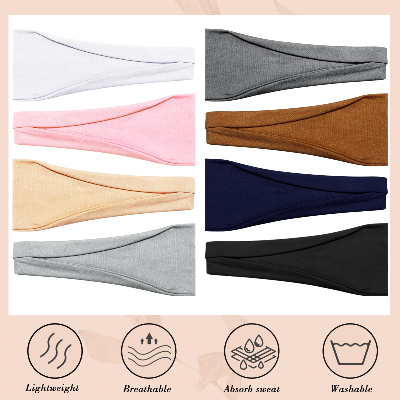 obeoby headbands for women back-knotted design offers versatile styling for exercise and casual wear