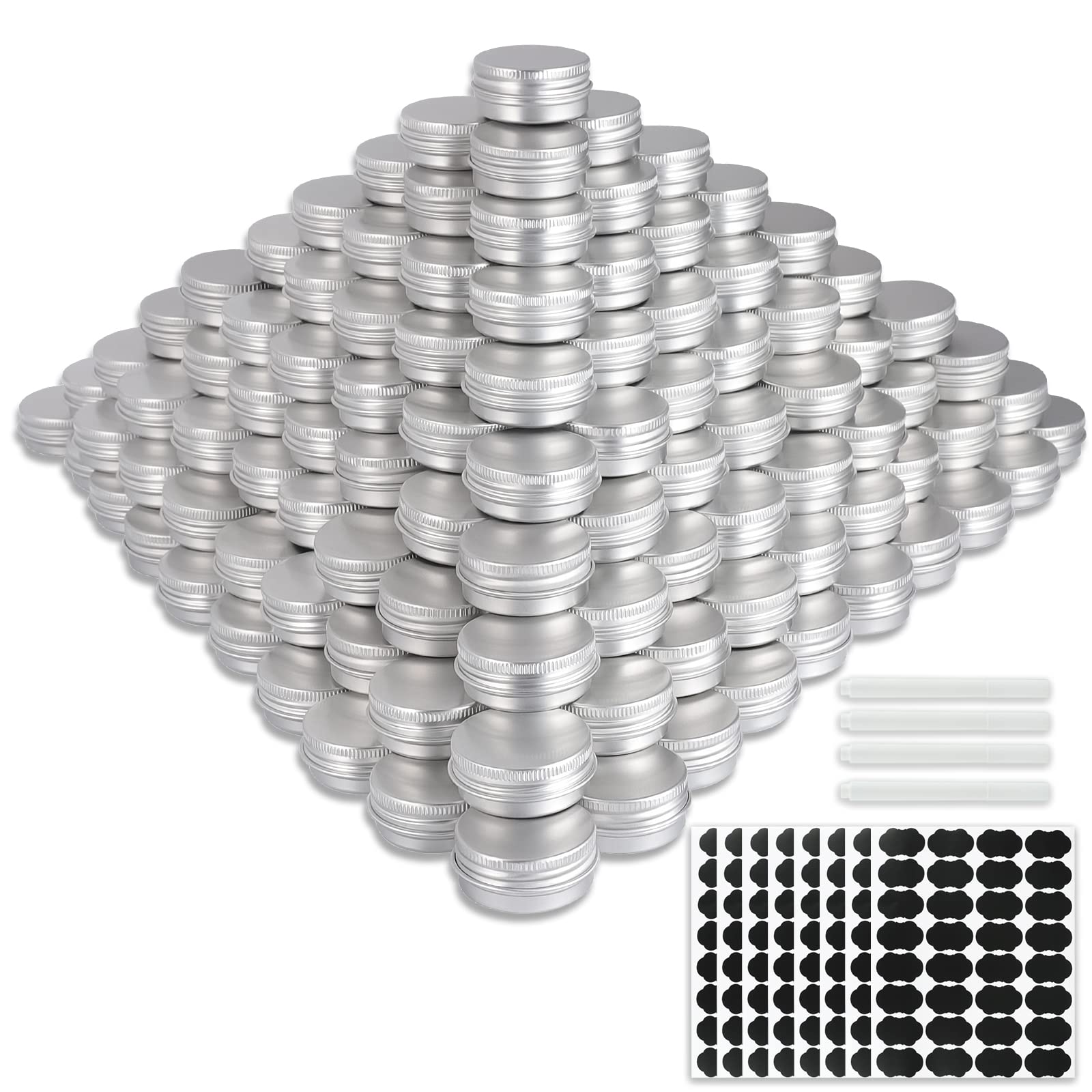 OBKJJ 234-pack round cans with screw lids, ideal for organized DIY cosmetics storage.