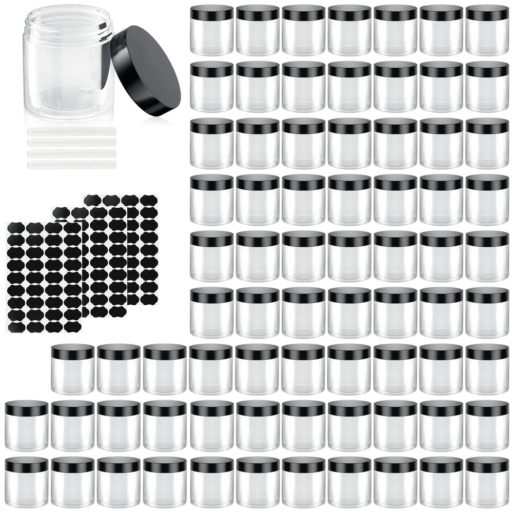 OBKJJ 60-pack clear containers with lids designed for organized travel storage.
