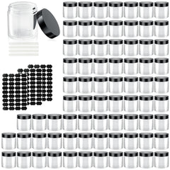 OBKJJ 90-pack clear plastic containers with lids for organized travel storage of cosmetics.