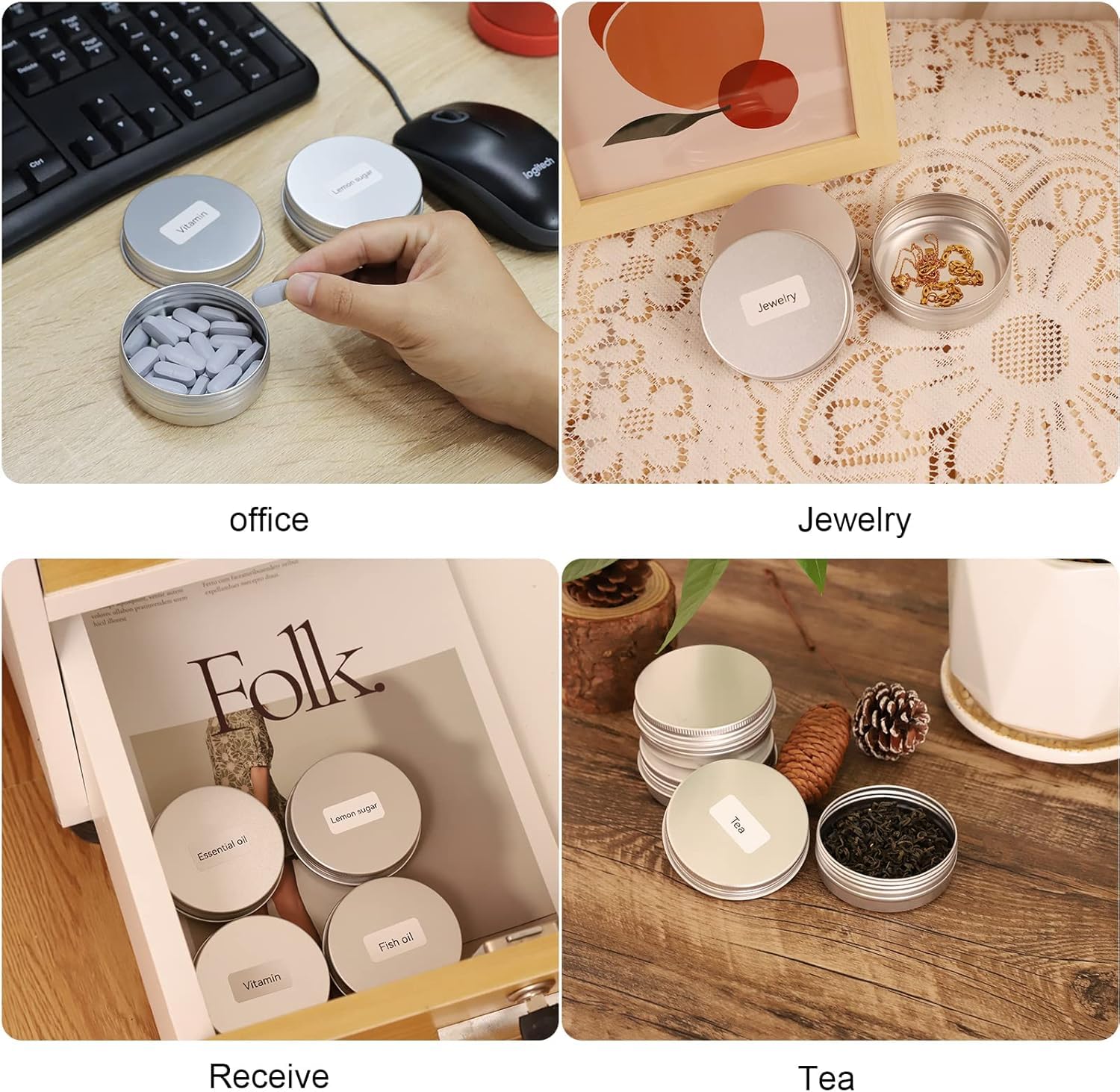 OBKJJ versatile metal tins for food storage and candy organization.