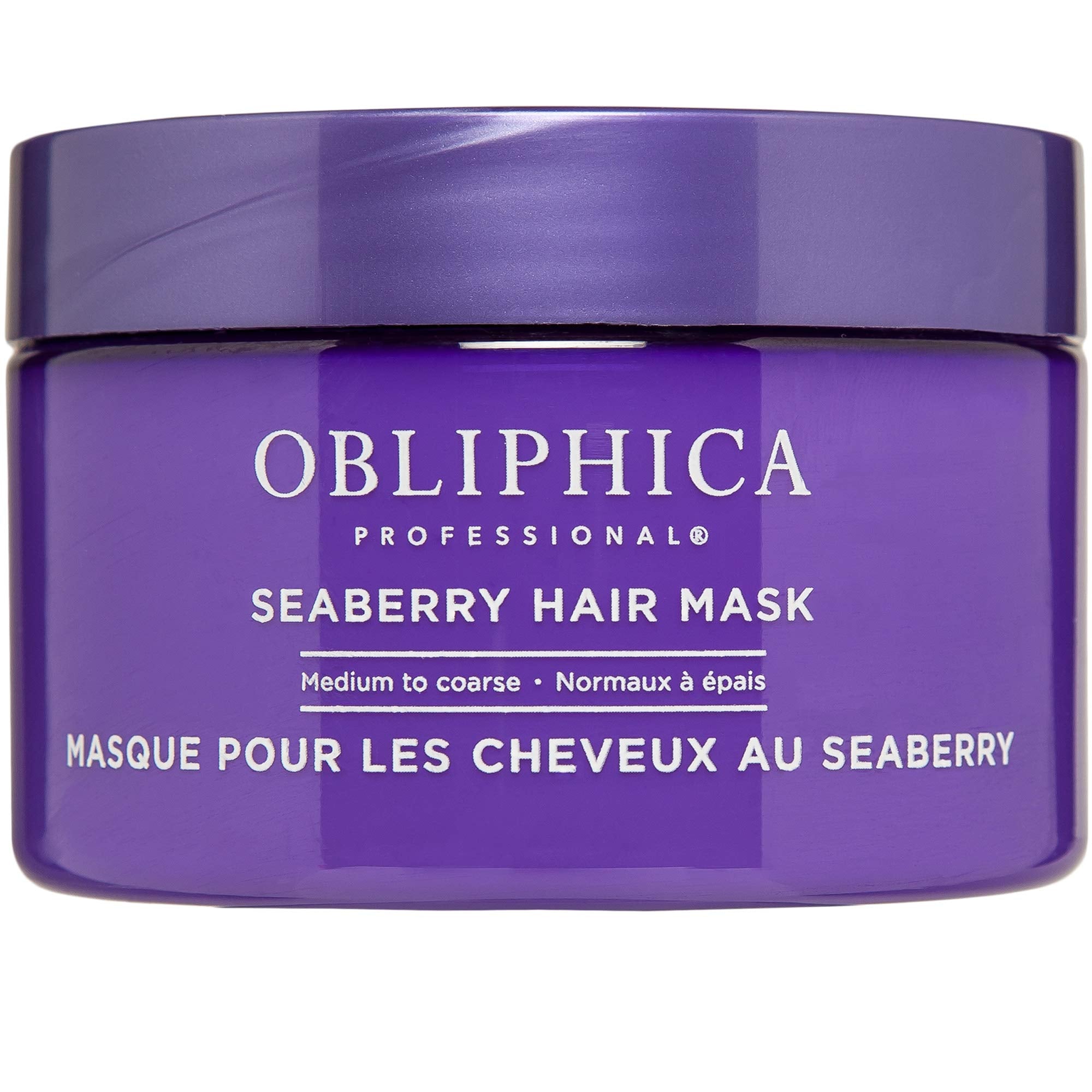 Obliphica Seaberry hair mask packaging highlighting premium hydration for dry hair