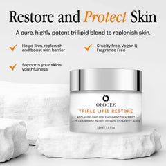 OBOGEE Triple Lipid-Peptide Cream application on fingertips demonstrates easy absorption.