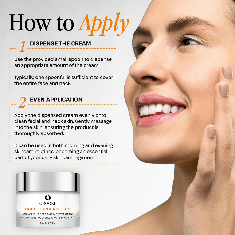 OBOGEE Triple Lipid-Peptide Cream bottle front emphasizes premium USA-made packaging.