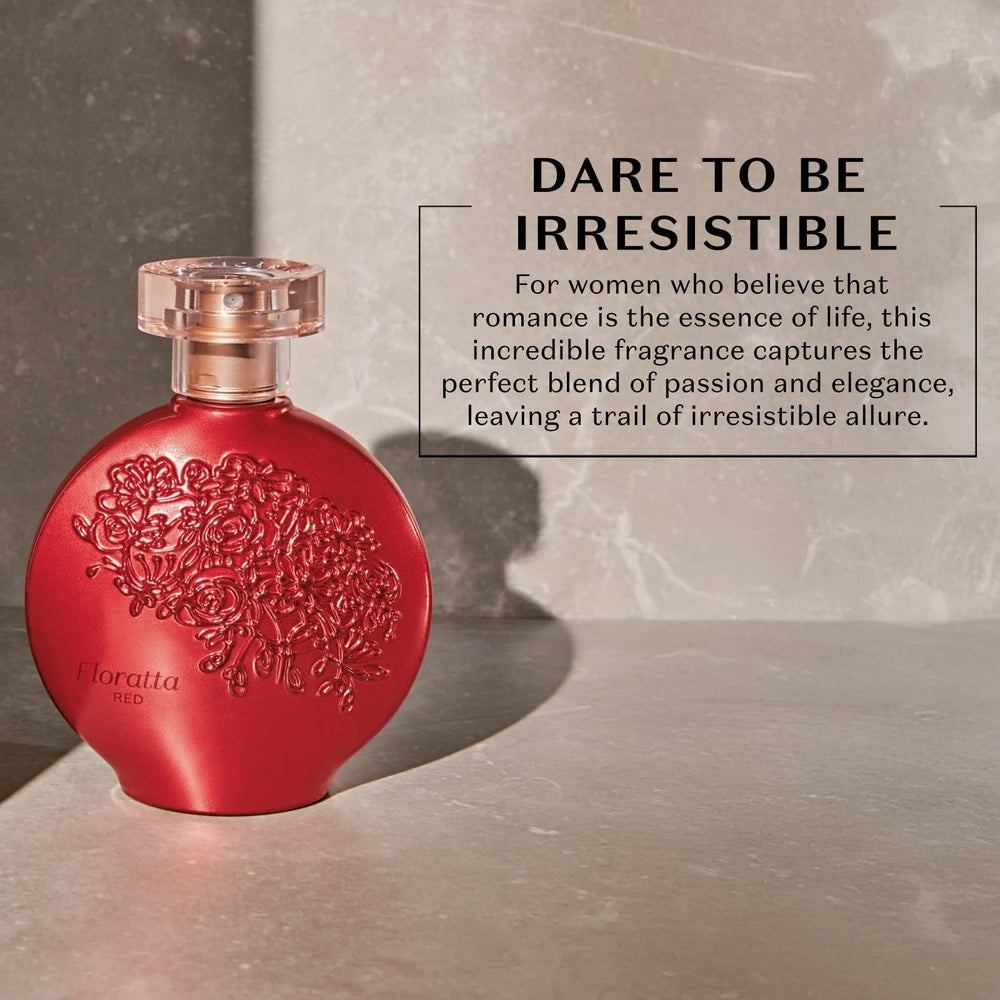 O BOTICARIO Floratta Red spray application on pulse points for subtle scent.