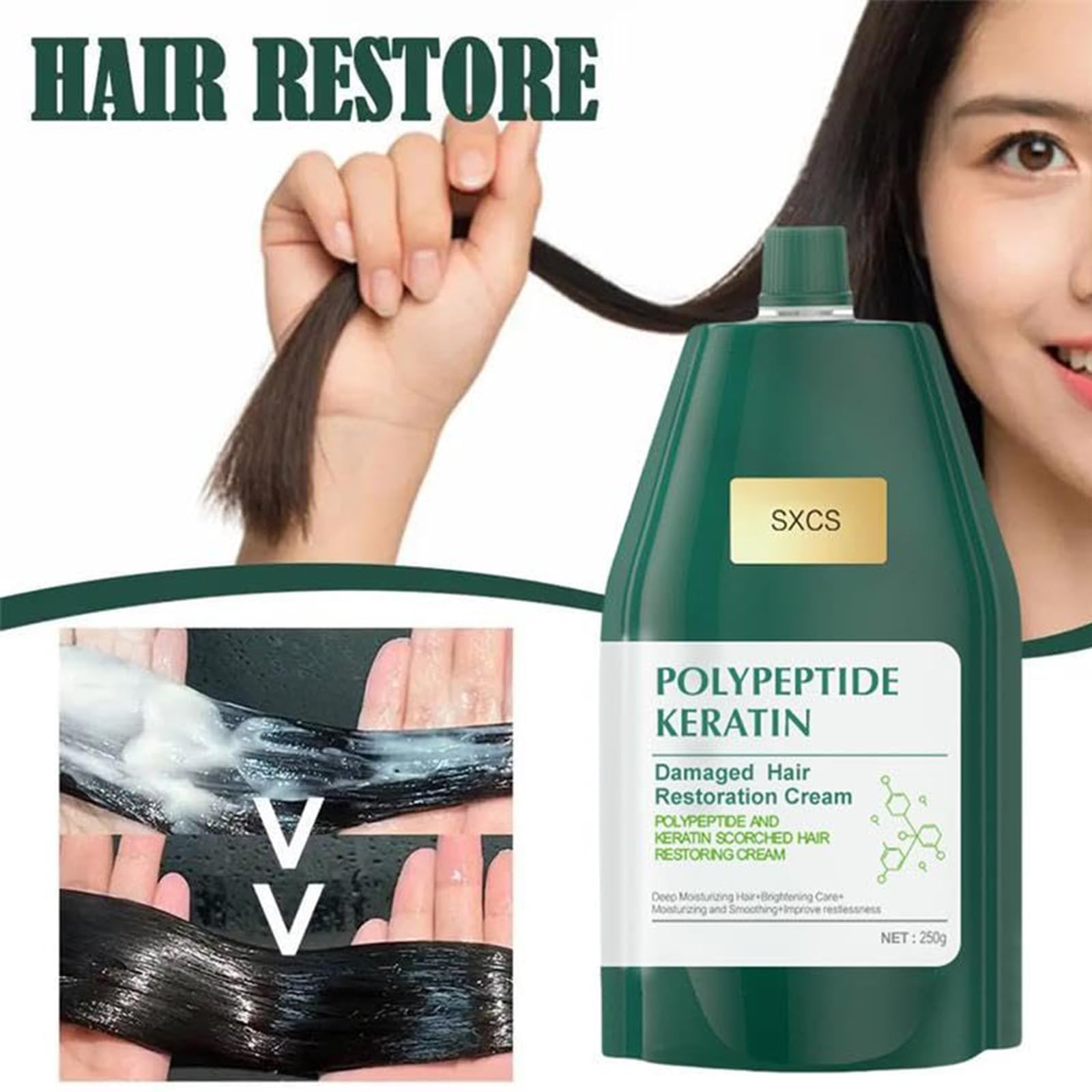 OBRADOYA Polypeptide Keratin Hair Mask on wet hair showing nourishment and frizz control