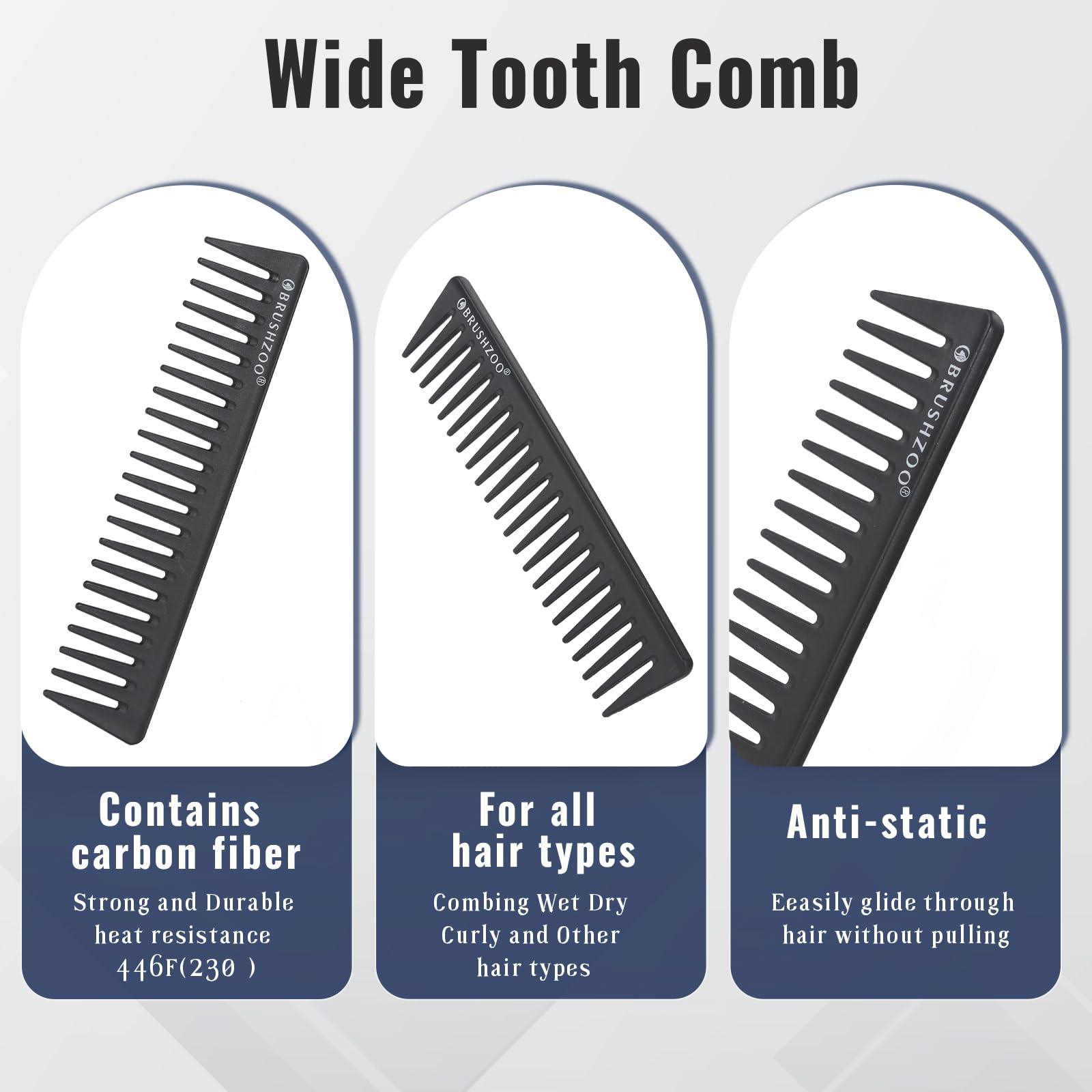 O BRUSHZOO Wide-Tooth Comb with carbon fiber glide for thick hair.