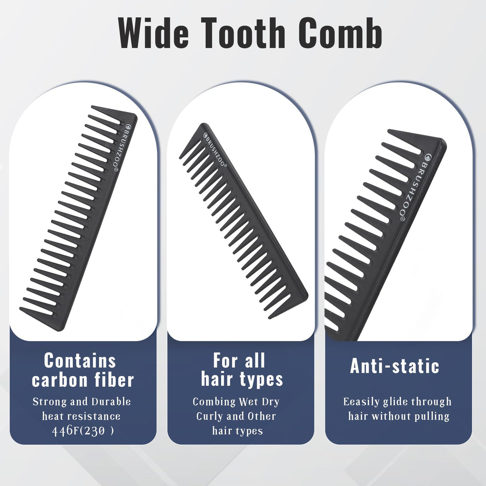 O BRUSHZOO Wide-Tooth Comb with carbon fiber glide for thick hair.