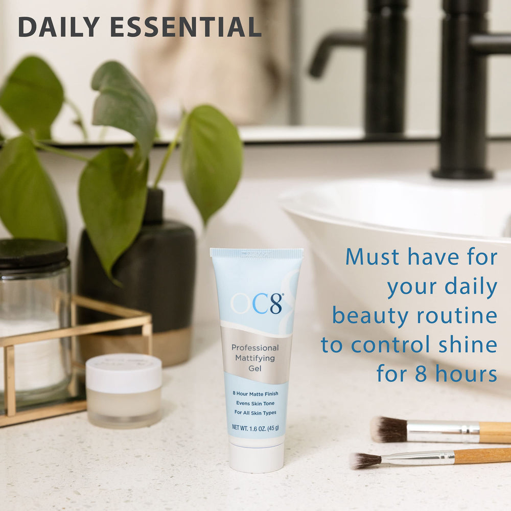 OC8 anti shine gel on face for oil absorption and even tone prep