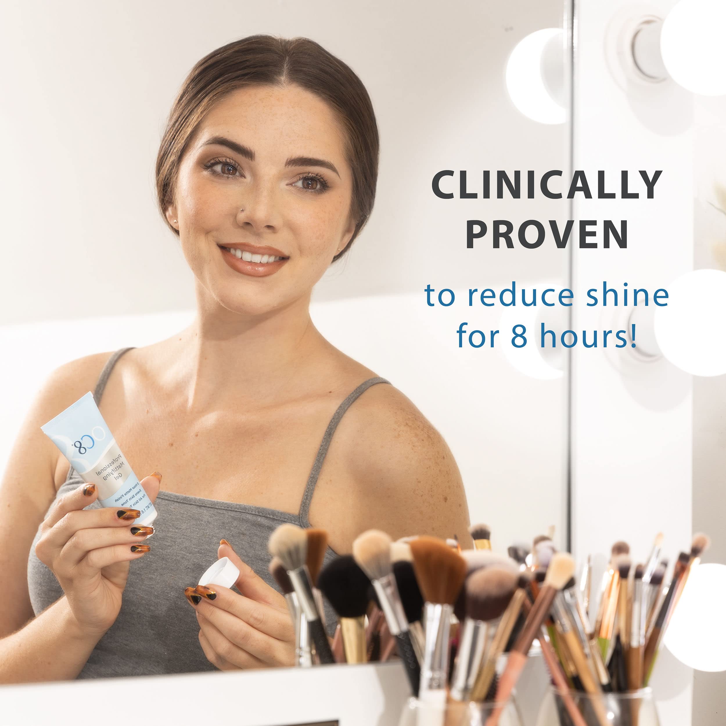 OC8 gel used as makeup base for matte, balanced skin