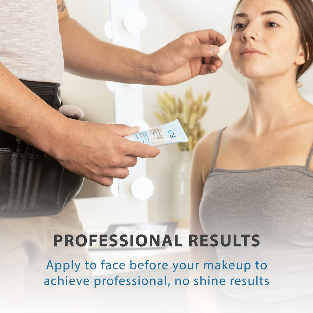 OC8 gel dispense shows controlled application for makeup prep and oil control