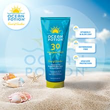 Ocean Potion sunscreen lotion water-resistant action helps protect skin during swims.