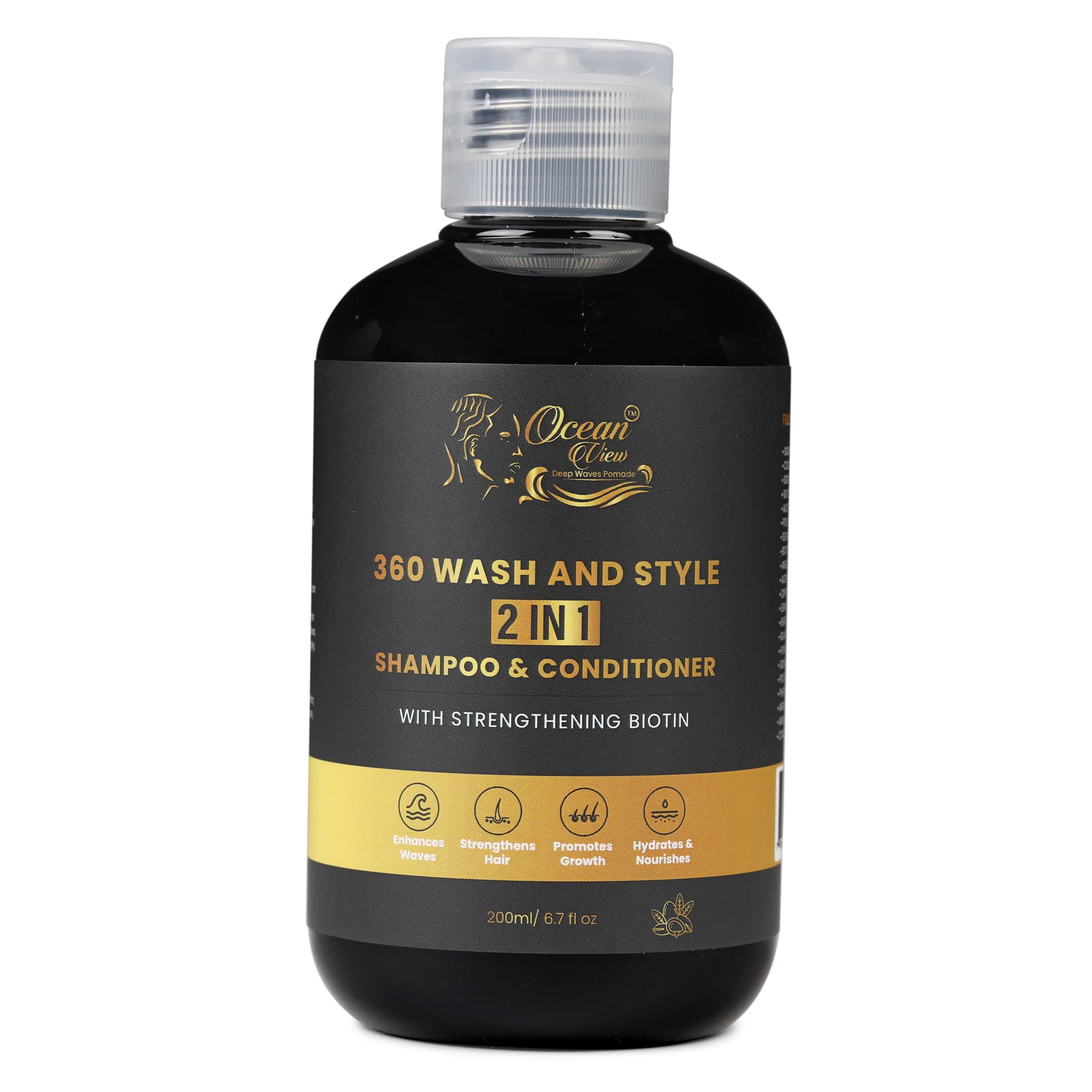 Ocean View Deep Waves Pomade bottle pour demonstrates hydrating cleanse for waves