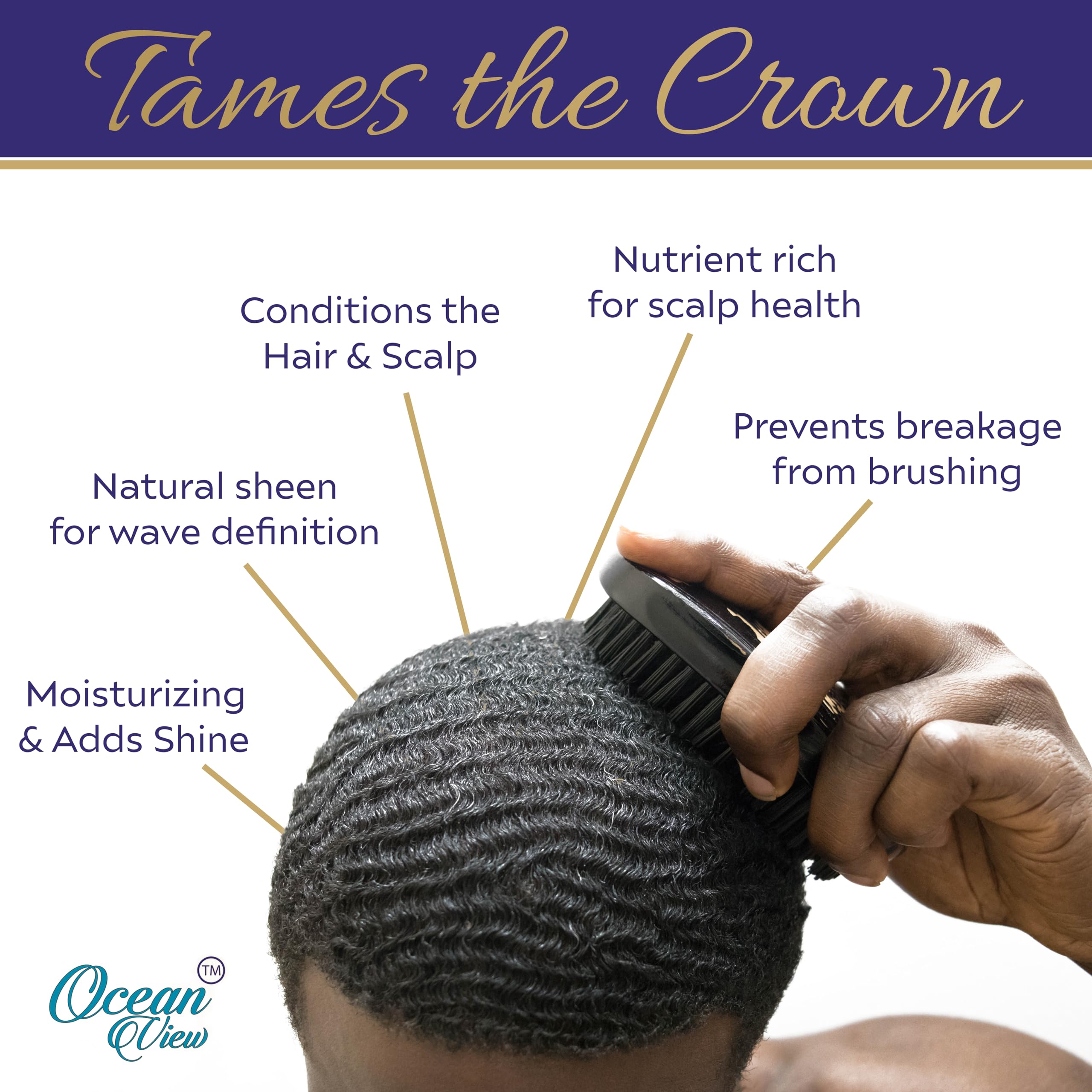Ocean View Deep Waves Pomade application on hair demonstrates 360 wave formation and sleek shine.