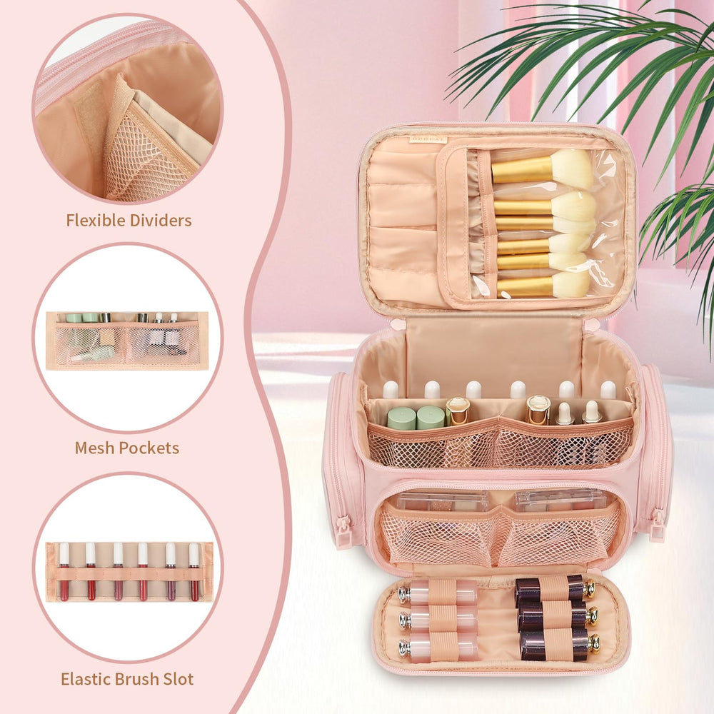OCHEAL large makeup bag waterproof PU leather guards contents from spills.