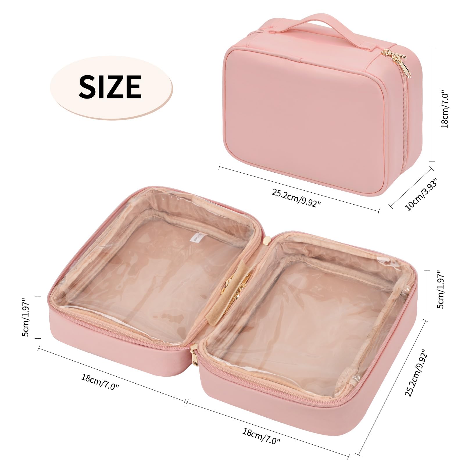 OCHEAL makeup bag brush compartment keeps brushes organized and protected.