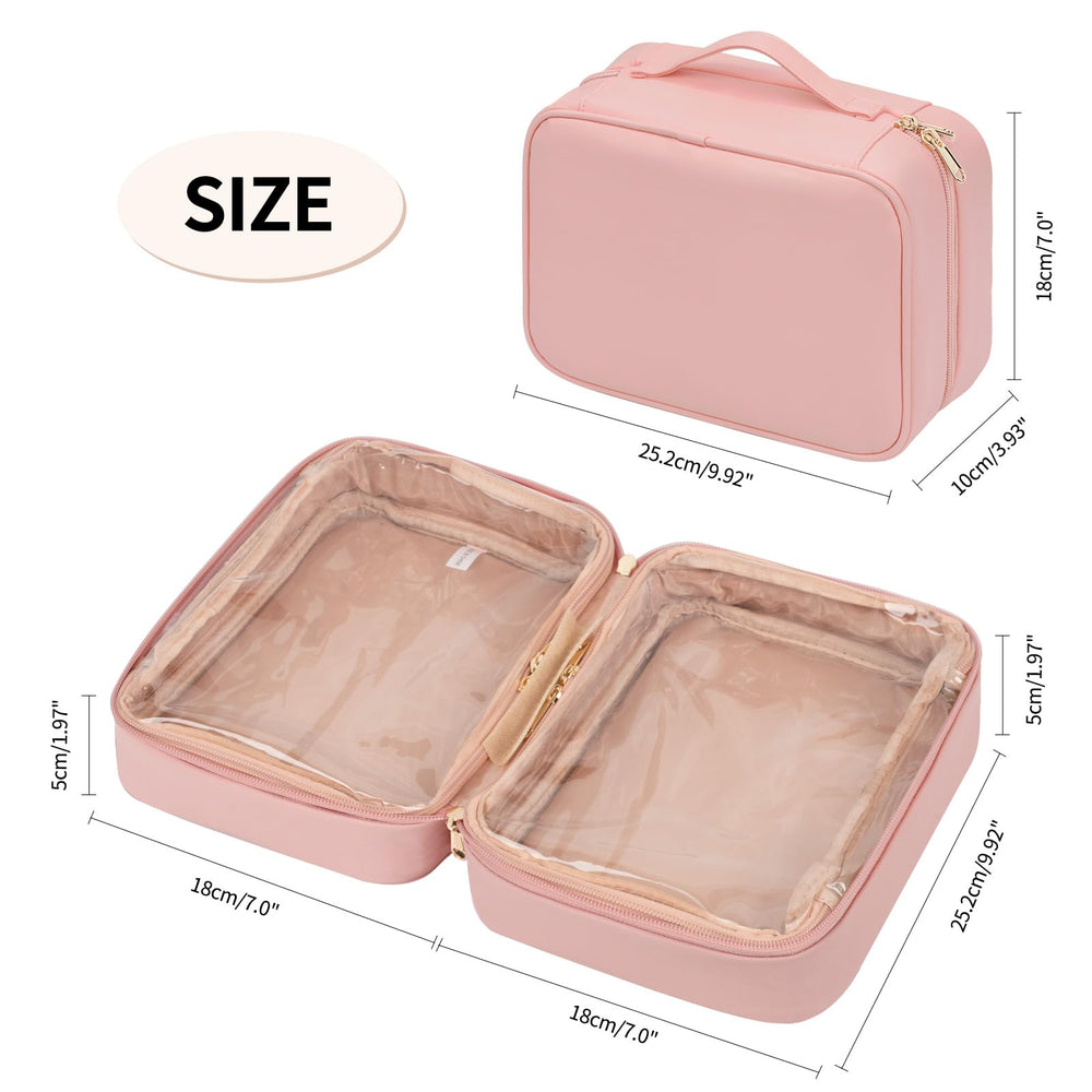 OCHEAL makeup bag brush compartment keeps brushes organized and protected.