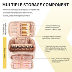 OCHEAL makeup bag with double-zipper for smooth opening access.