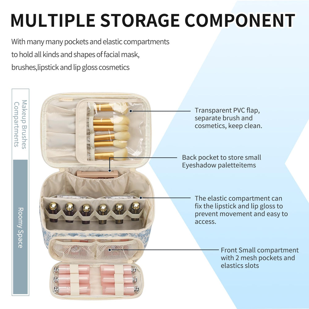 OCHEAL makeup bag dual zippers for smooth opening and secure access