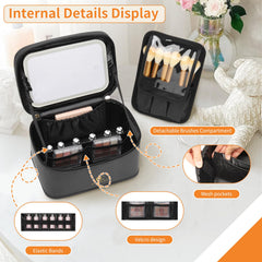 OCHEAL makeup bag interior with dividers demonstrates customizable storage for cosmetics on the go.