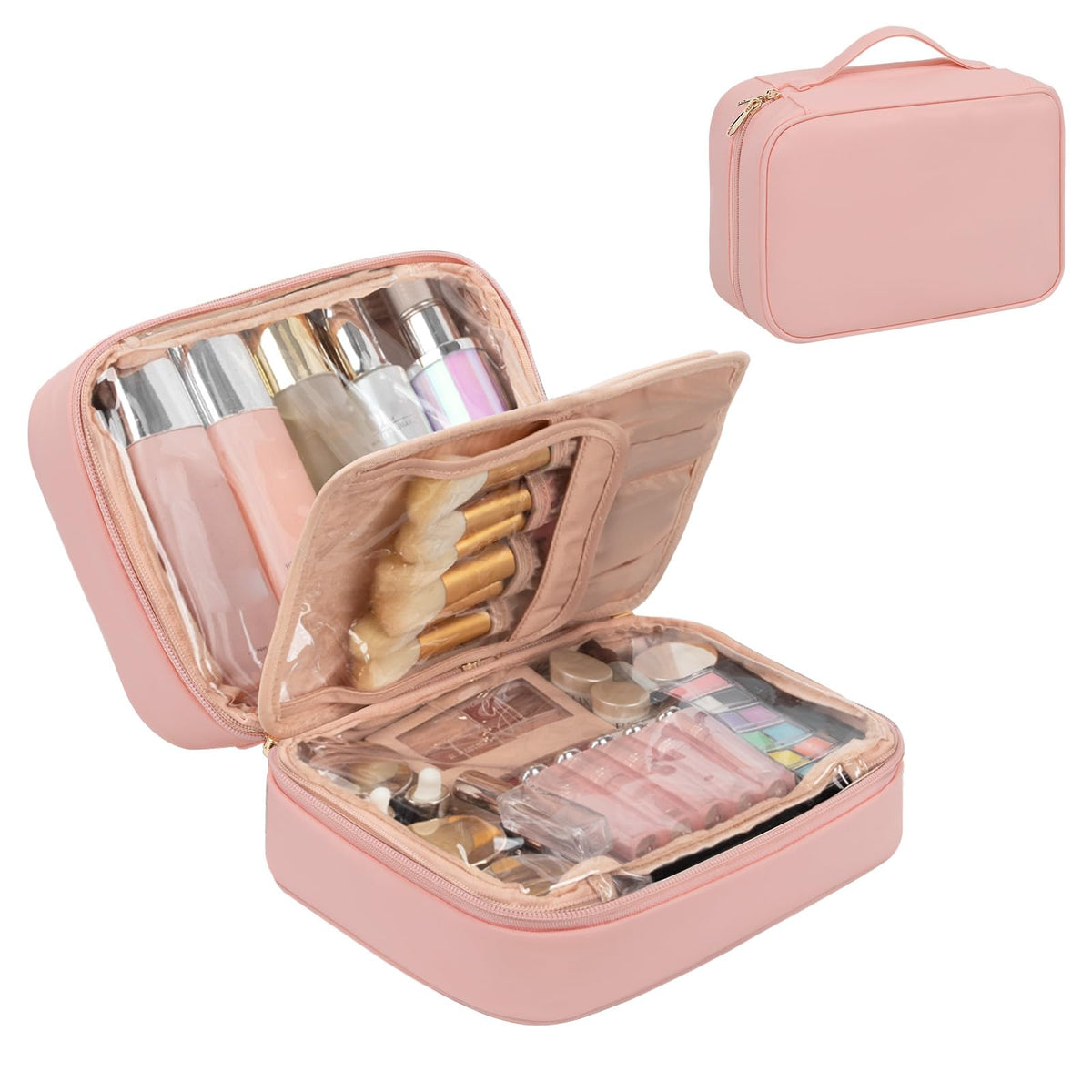 OCHEAL makeup bag showcases large capacity for full cosmetics on trips.