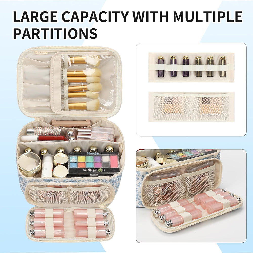 OCHEAL bag with multiple compartments keeps cosmetics neatly separated