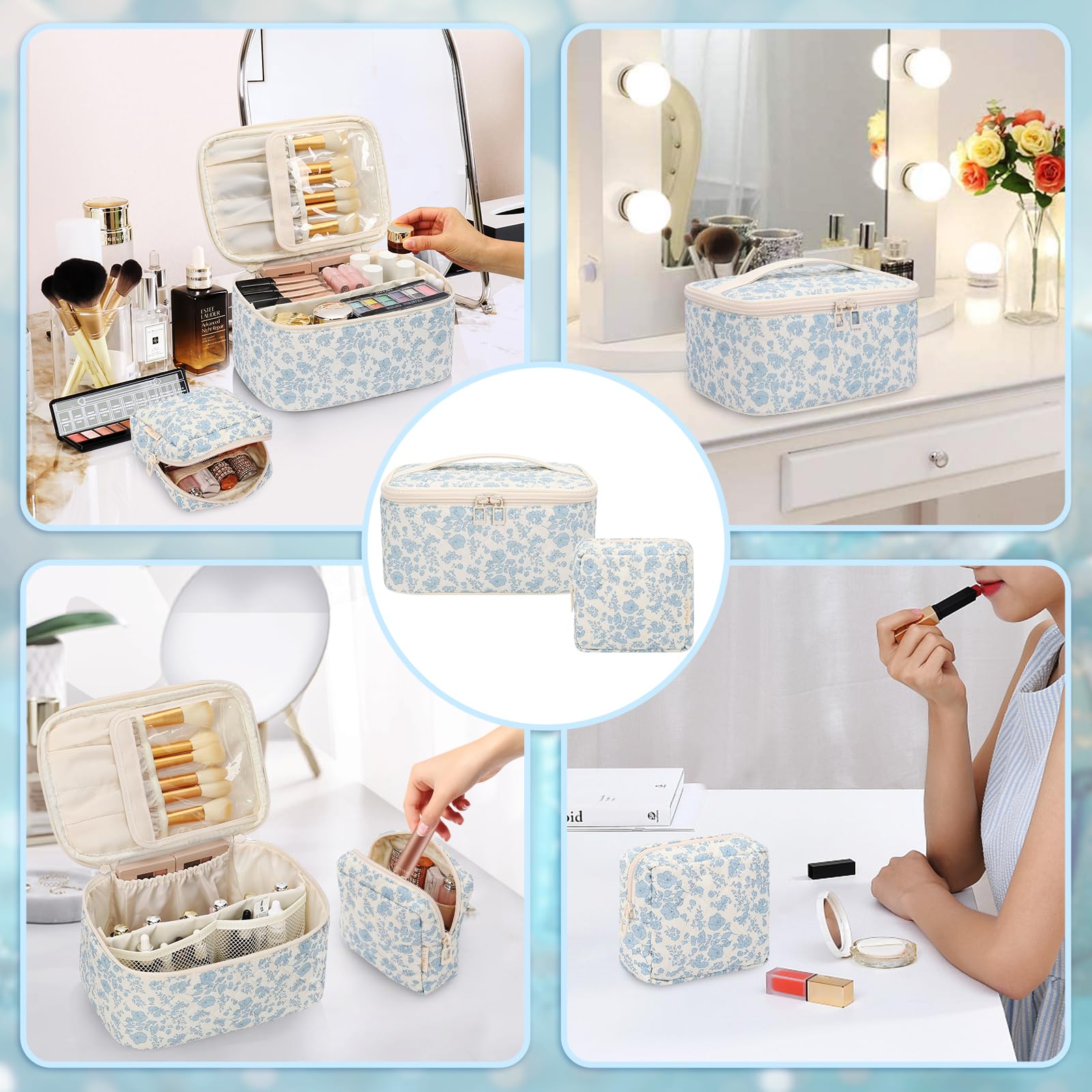 OCHEAL Makeup Bag Set dual handle for easy carrying and quick grab