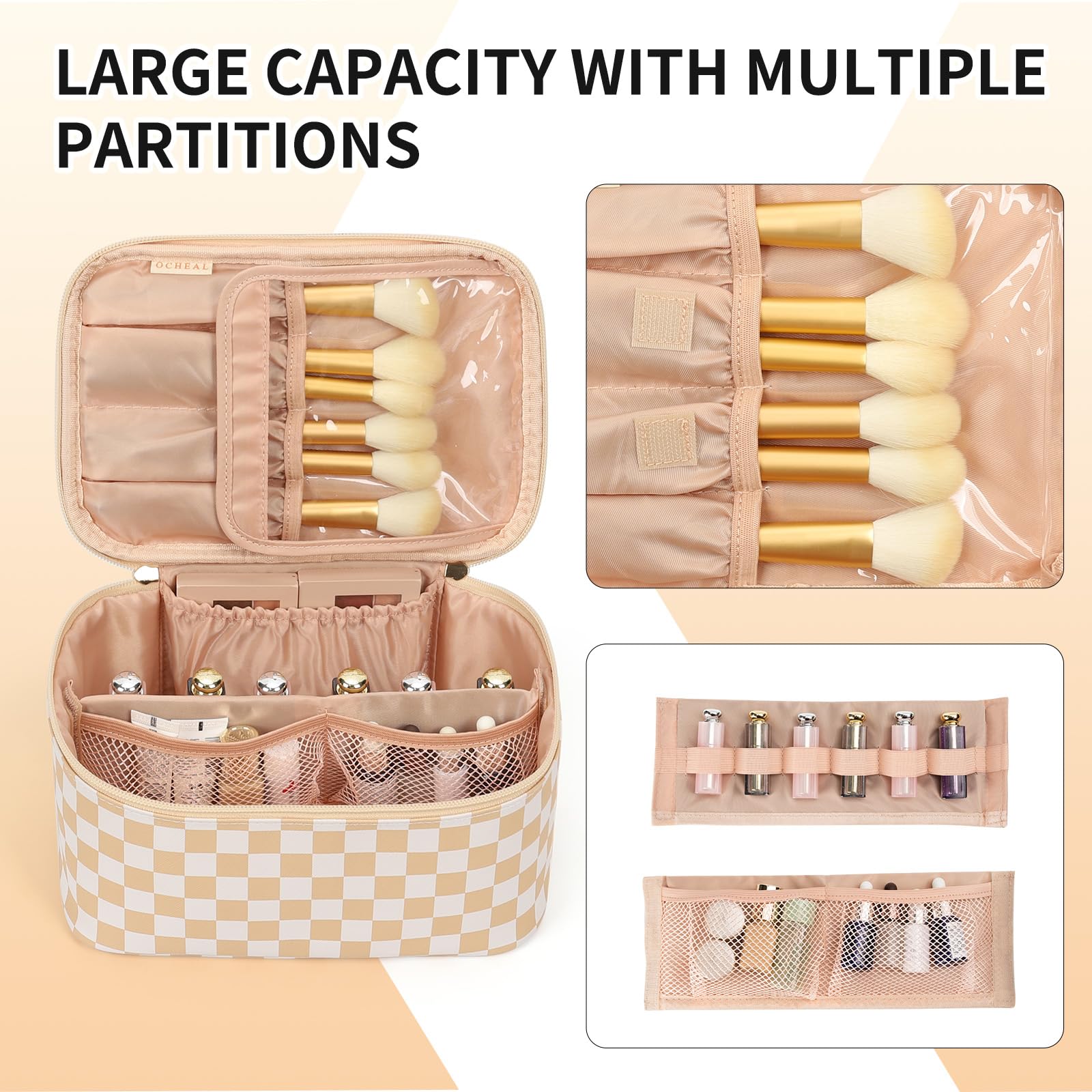 OCHEAL makeup bag size 9-4x6-5x4-7 inches fits in luggage