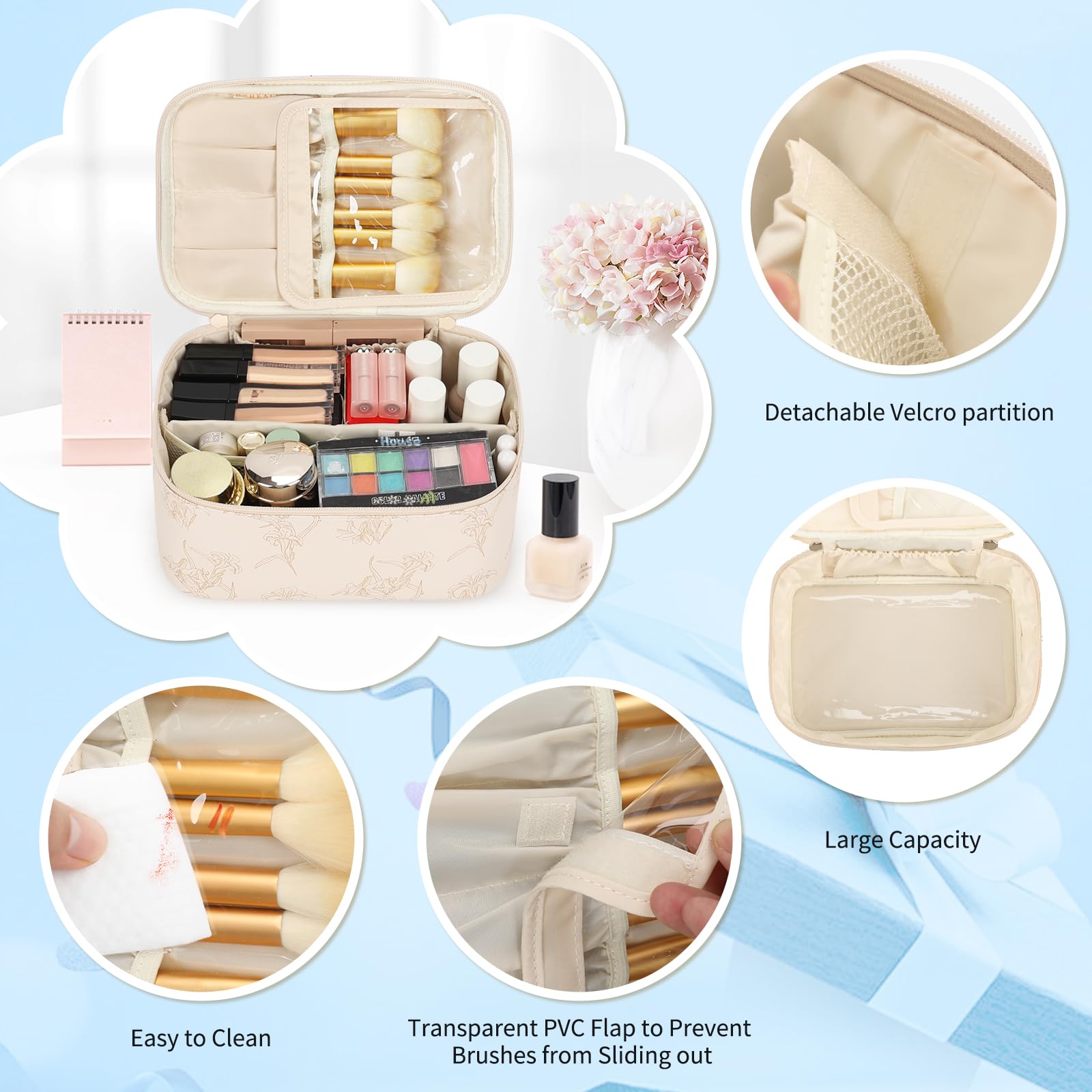 OCHEAL makeup bag small pouch exterior shows compact lipstick storage.