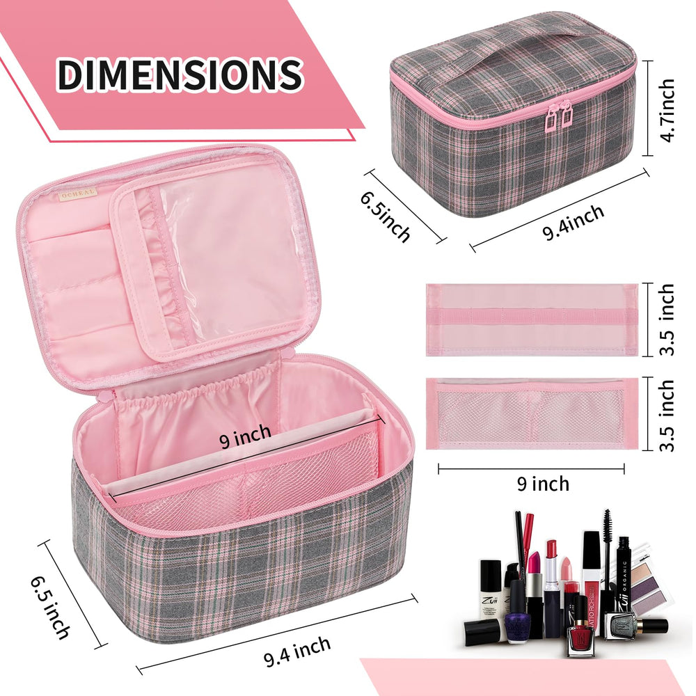 OCHEAL makeup bag suitcase-ready layout helps stay organized abroad.