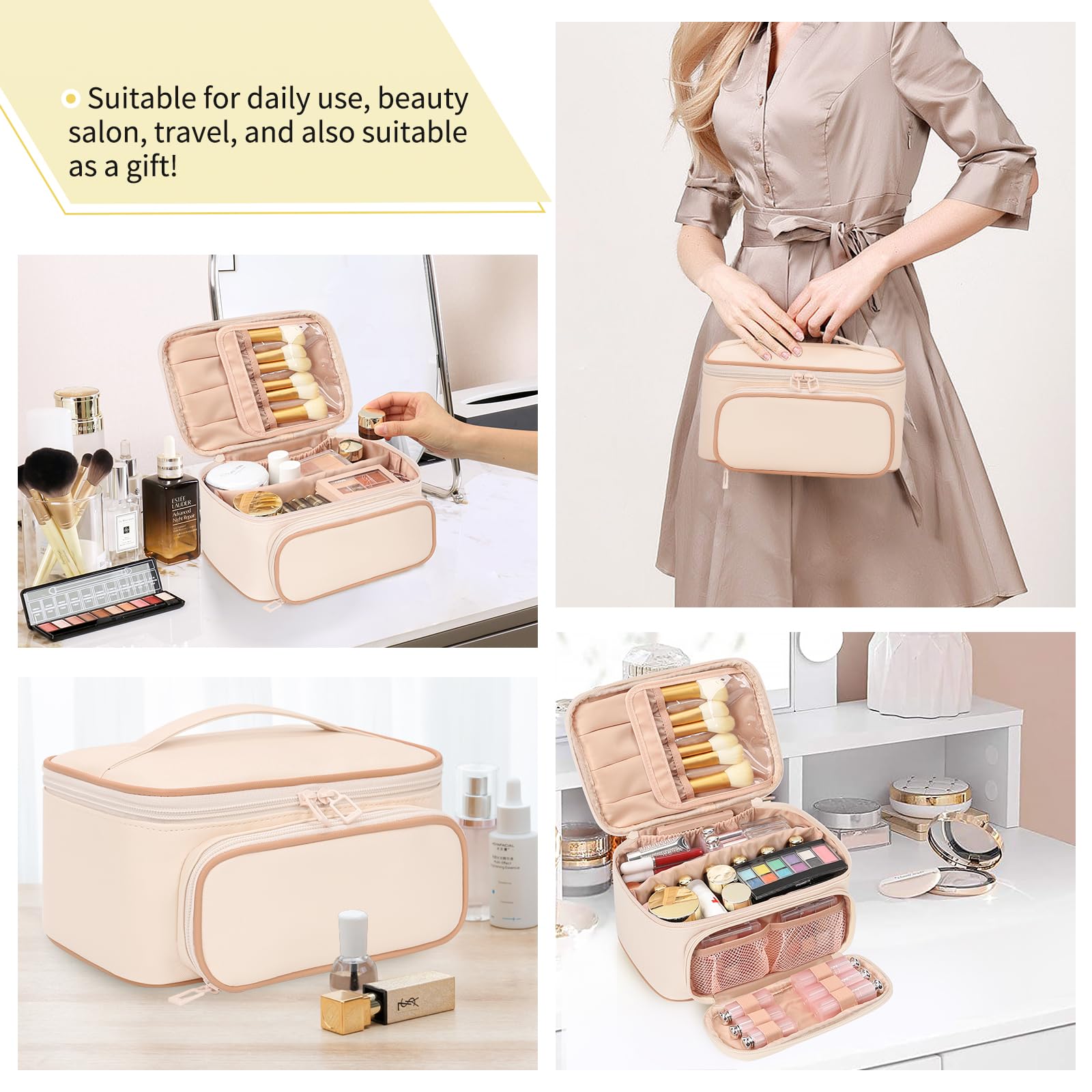 OCHEAL makeup bag lightweight design at 0.7 pounds for travel.
