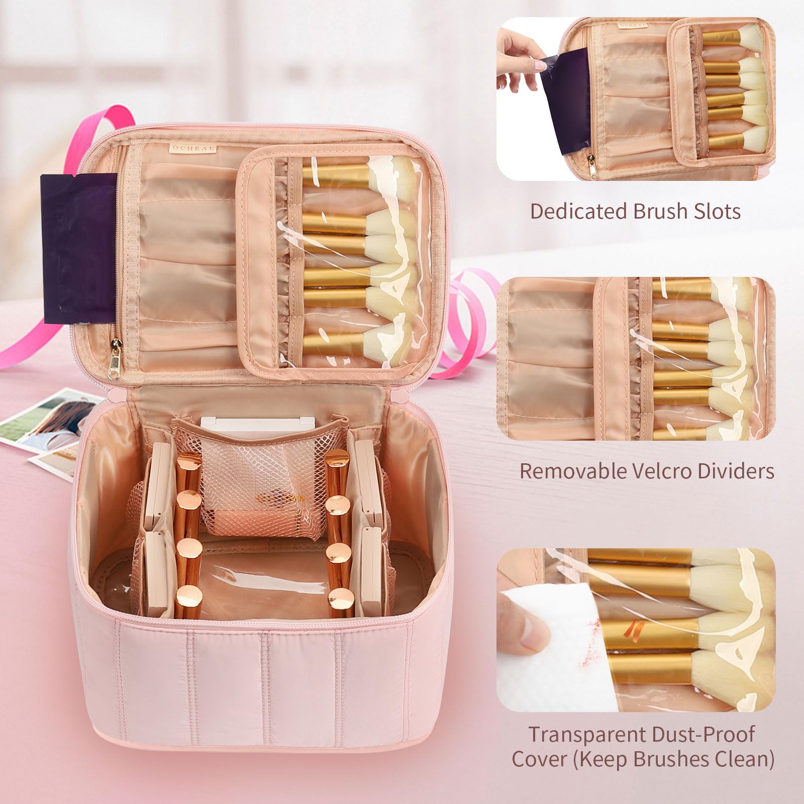 OCHEAL pink bag with two-way zippers for quick access