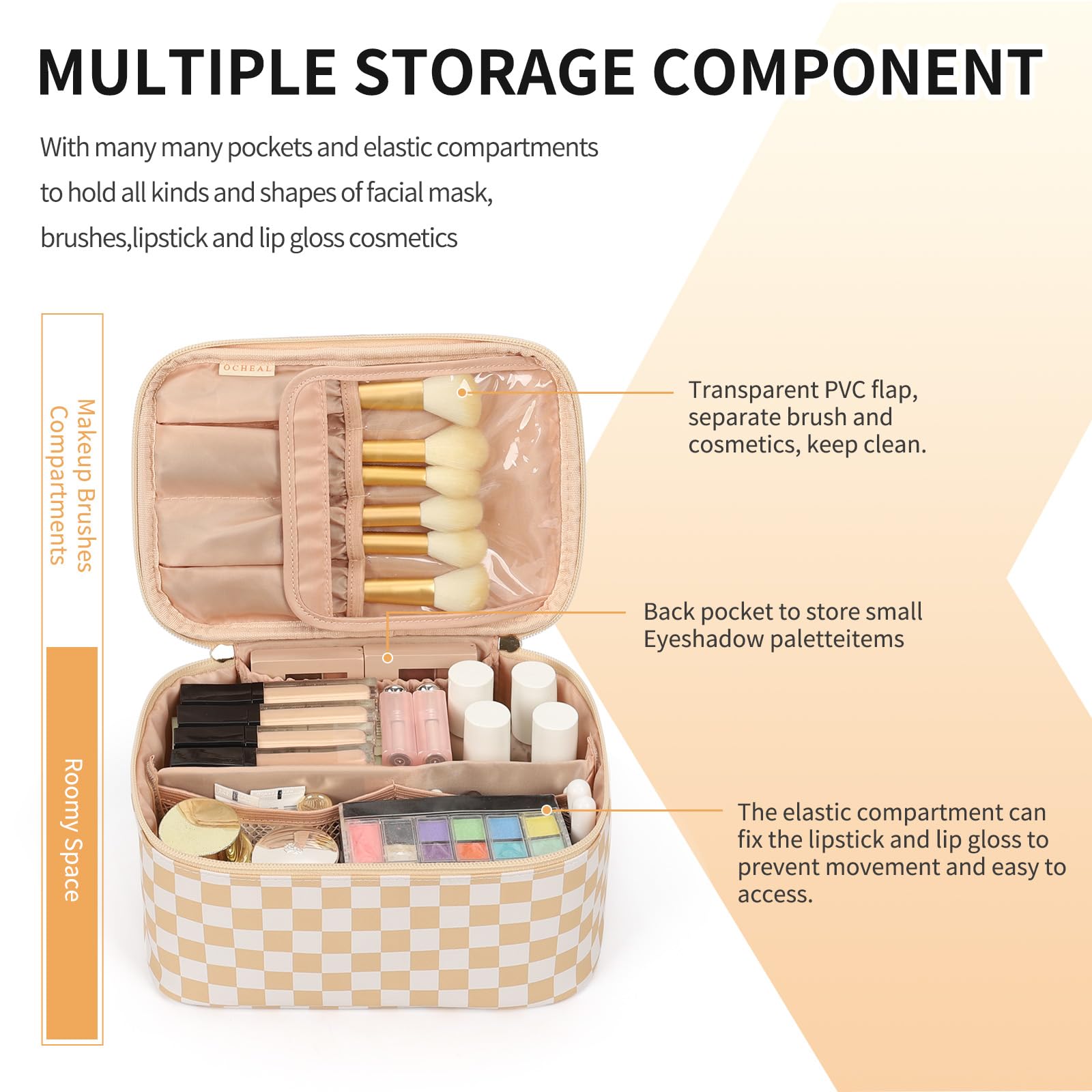 OCHEAL makeup bag waterproof vegan leather protects contents during travel