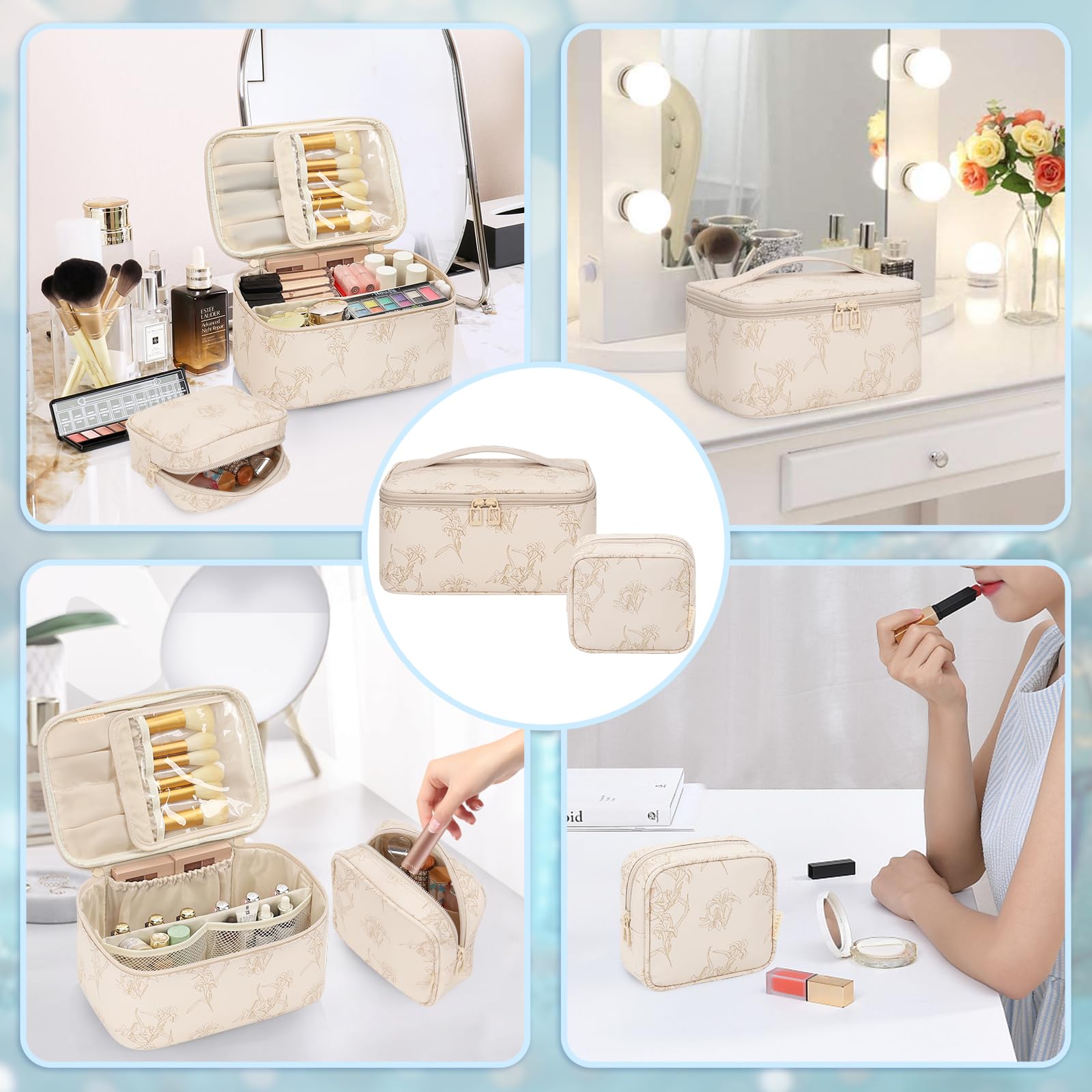 OCHEAL makeup bag zipper close-up highlights smooth, easy access.