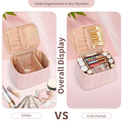 OCHEAL makeup case four pockets interior keeps lipstick, mirror, tools organized