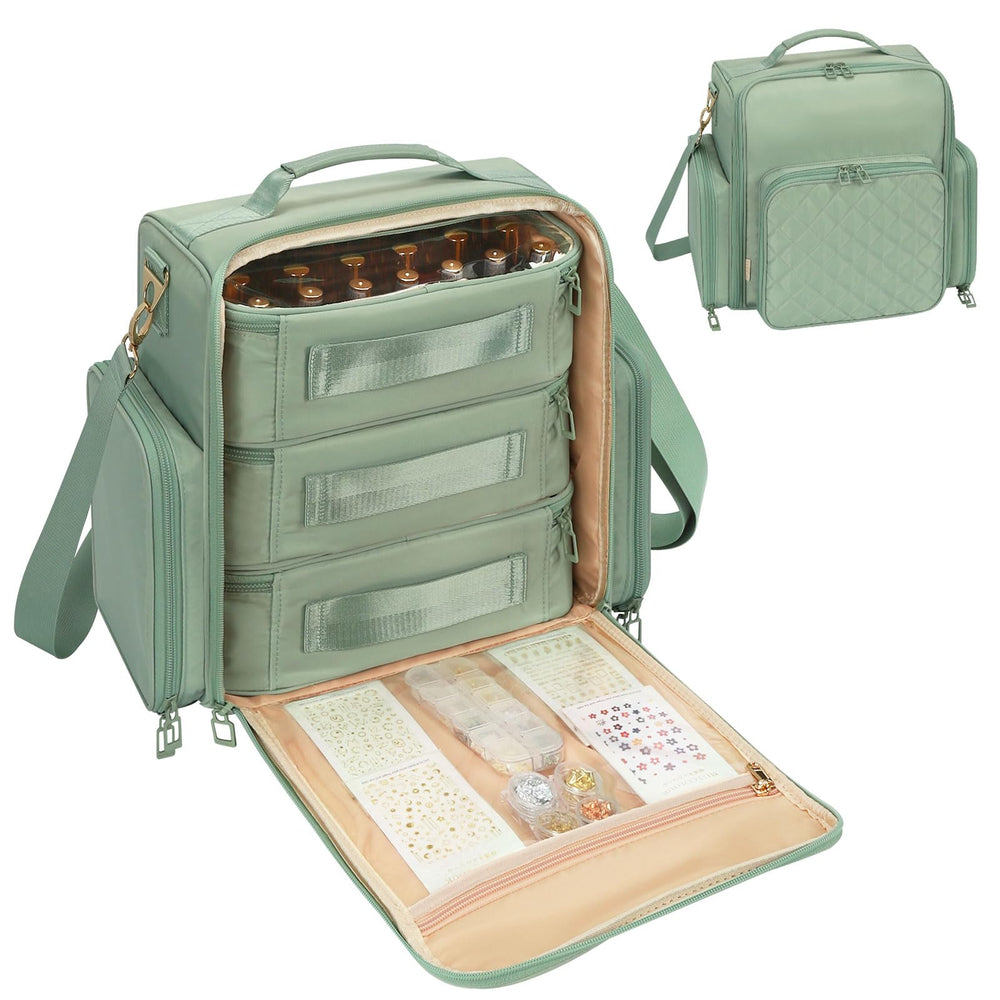 OCHEAL nail polish organizer sturdy-handle enables comfortable carrying to studio or client sites