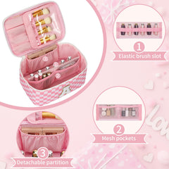 OCHEAL pink travel makeup case compact design for easy packing