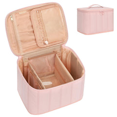 OCHEAL travel makeup bag pink front view for organized cosmetics on trips