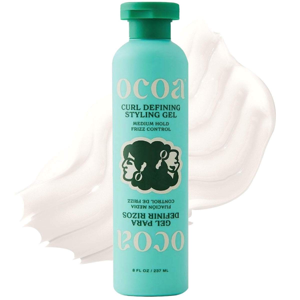 OCOA Beauty Curl Defining Styling Gel bottle shows frizz control for defined curls