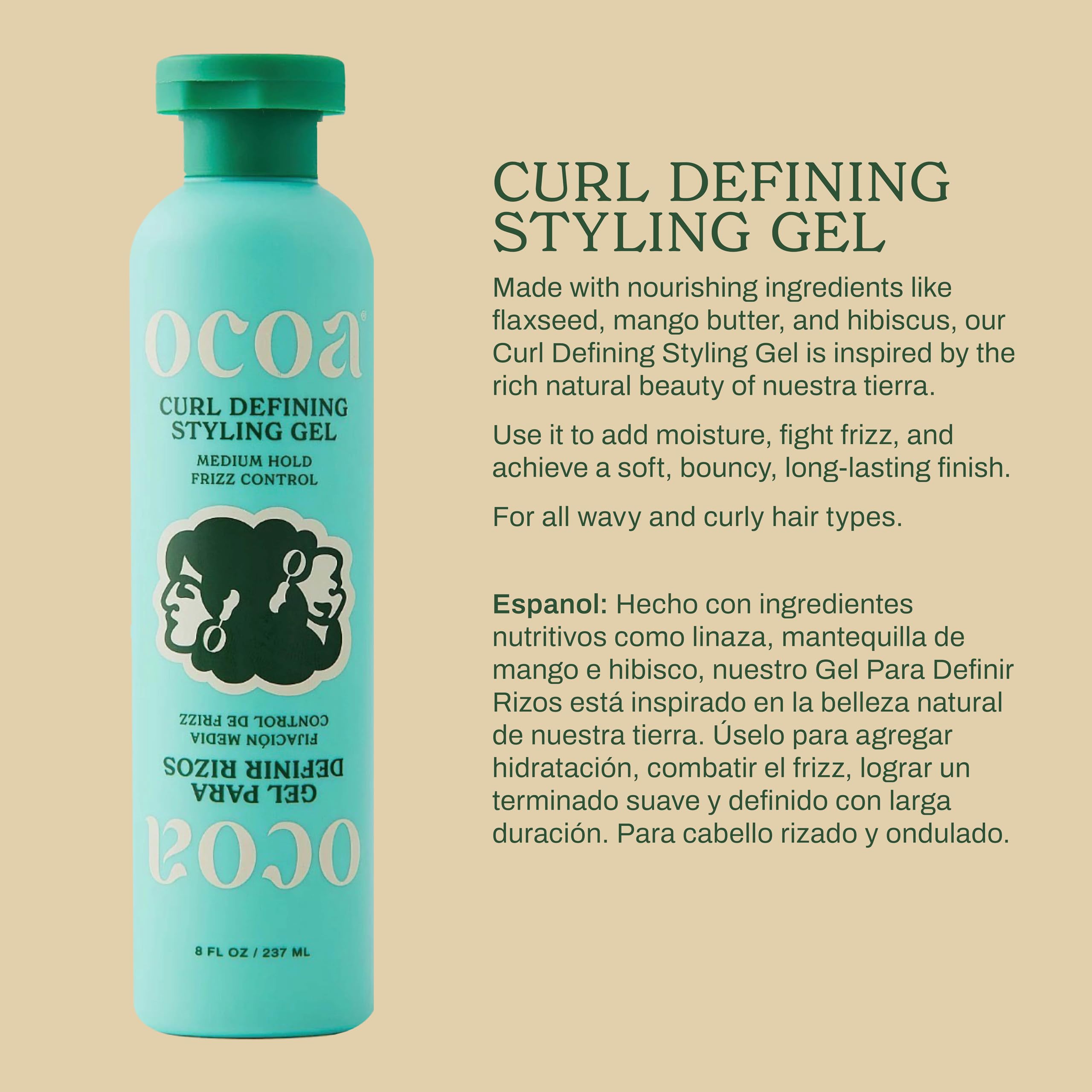 OCOA Beauty Curl Defining Styling Gel texture close-up shows definition without crunch
