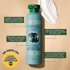 OCOA hibiscus flowers illustrate nourishing formula for hydrated, bouncy curls.