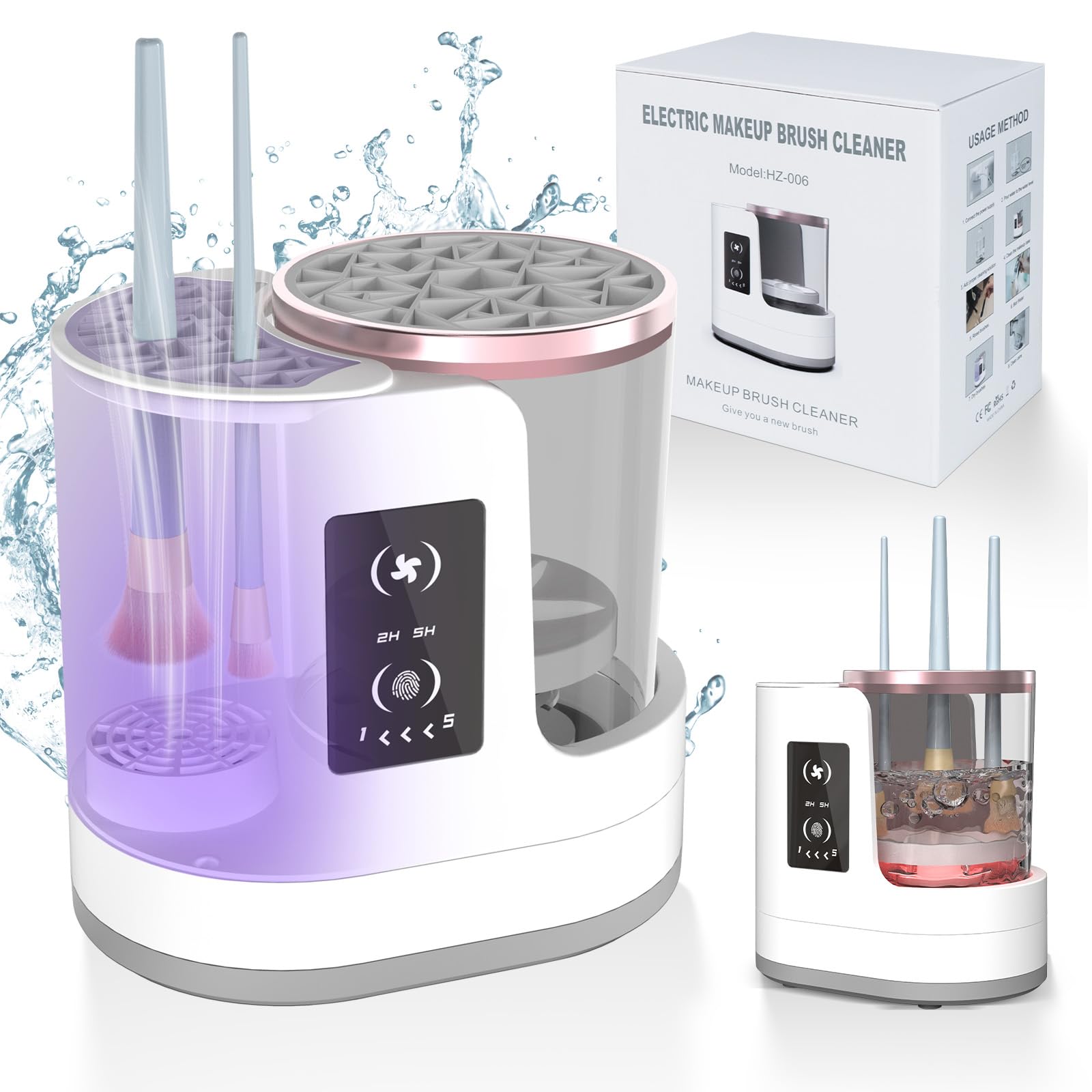 OctHope 3in1 makeup brush cleaner front view shows quick, efficient cleaning.